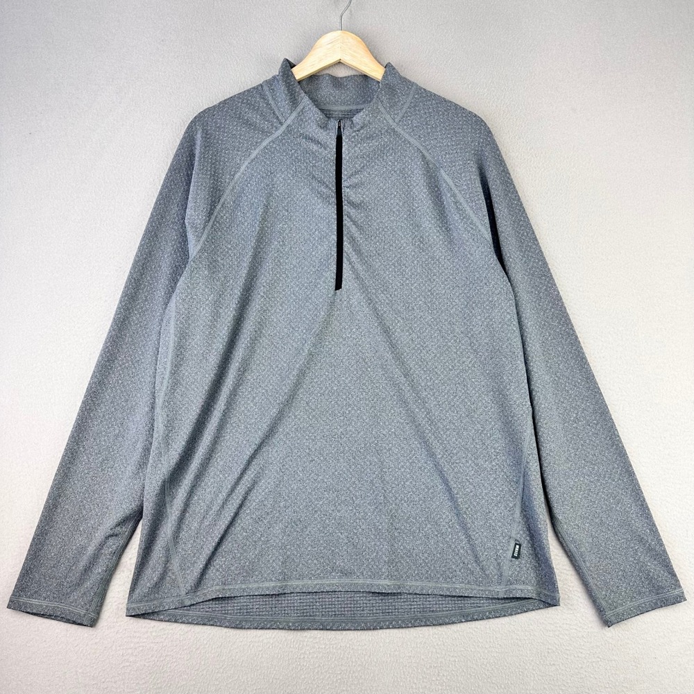 REI Co-op 1/4 Zip Grid Fleece Pullover Mens Large Gray Performance Long Sleeve
